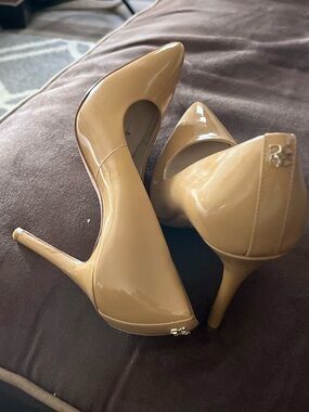 Coach Beige Patent Leather Pointed-Toe Stiletto Pumps